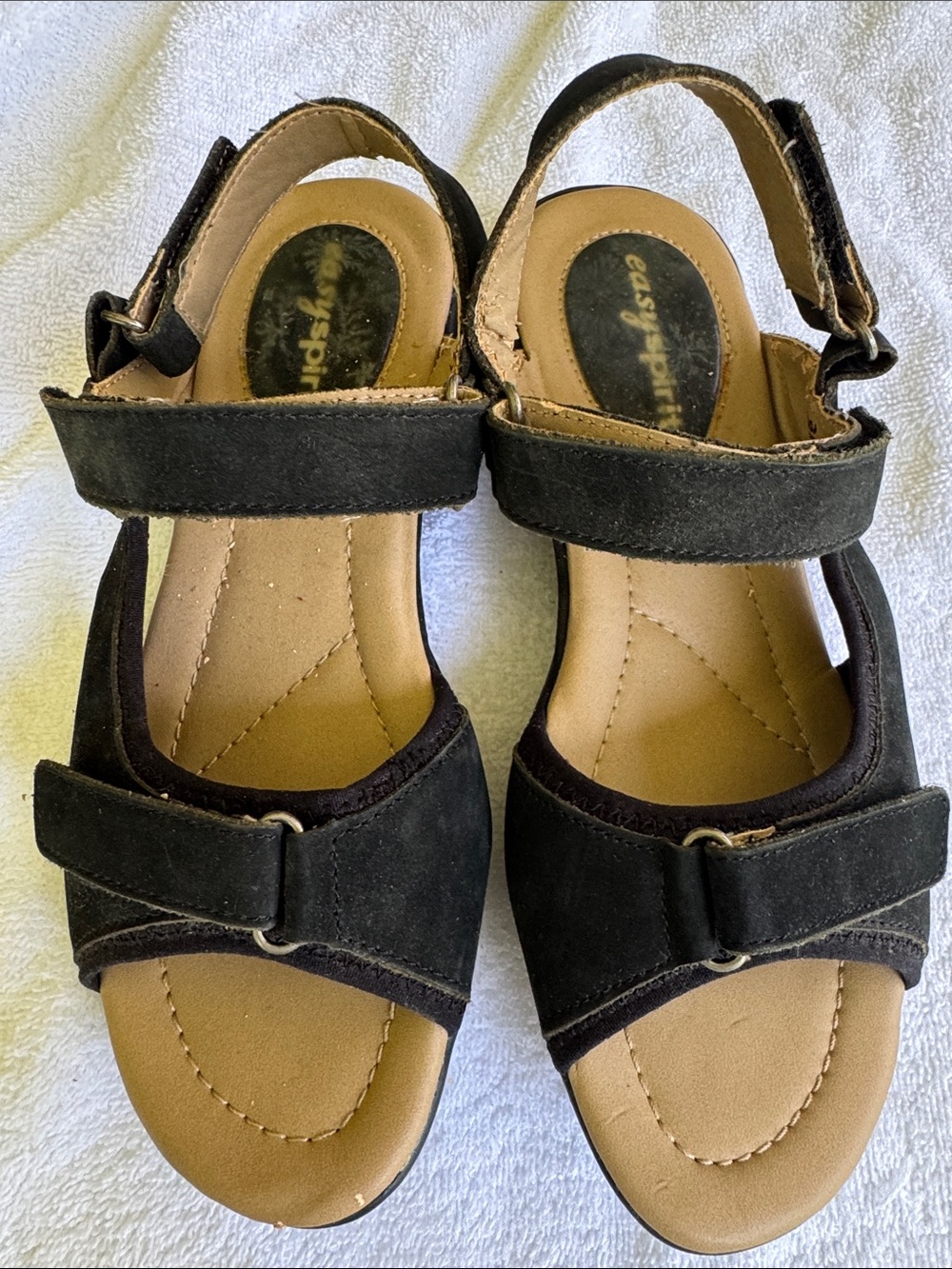Easy Spirit Black Suede Strappy Comfort Sandals for Women